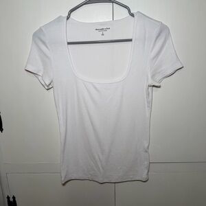 Abercrombie & Fitch White Essential Tee Squareneck top ribbed